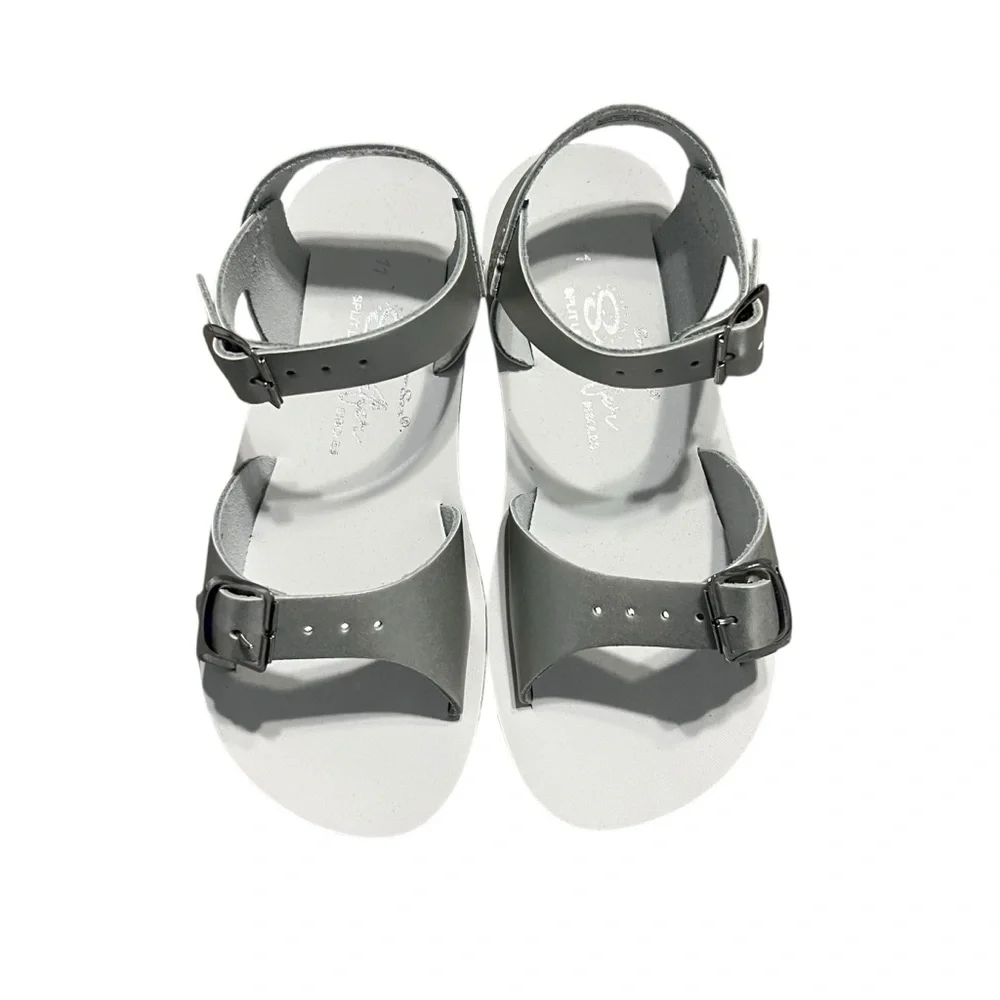 NEW Salt Water Sun San Sz 11 Silver Metallic Surfer Sandals
